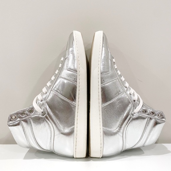 Saint Laurent Argento Metallic Silver Sneakers sz US-8 EU-41 - Picture 4 of 12